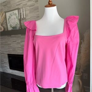 Elegant Pink Ruffle Sleeve Top